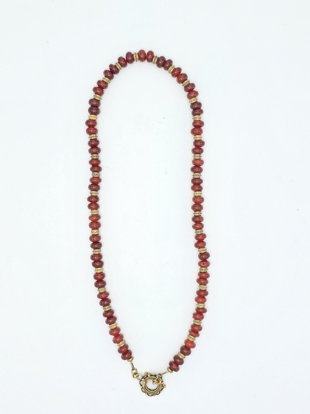 Vintage Style Rust Red Faceted Bead Toggle Clasp Necklace